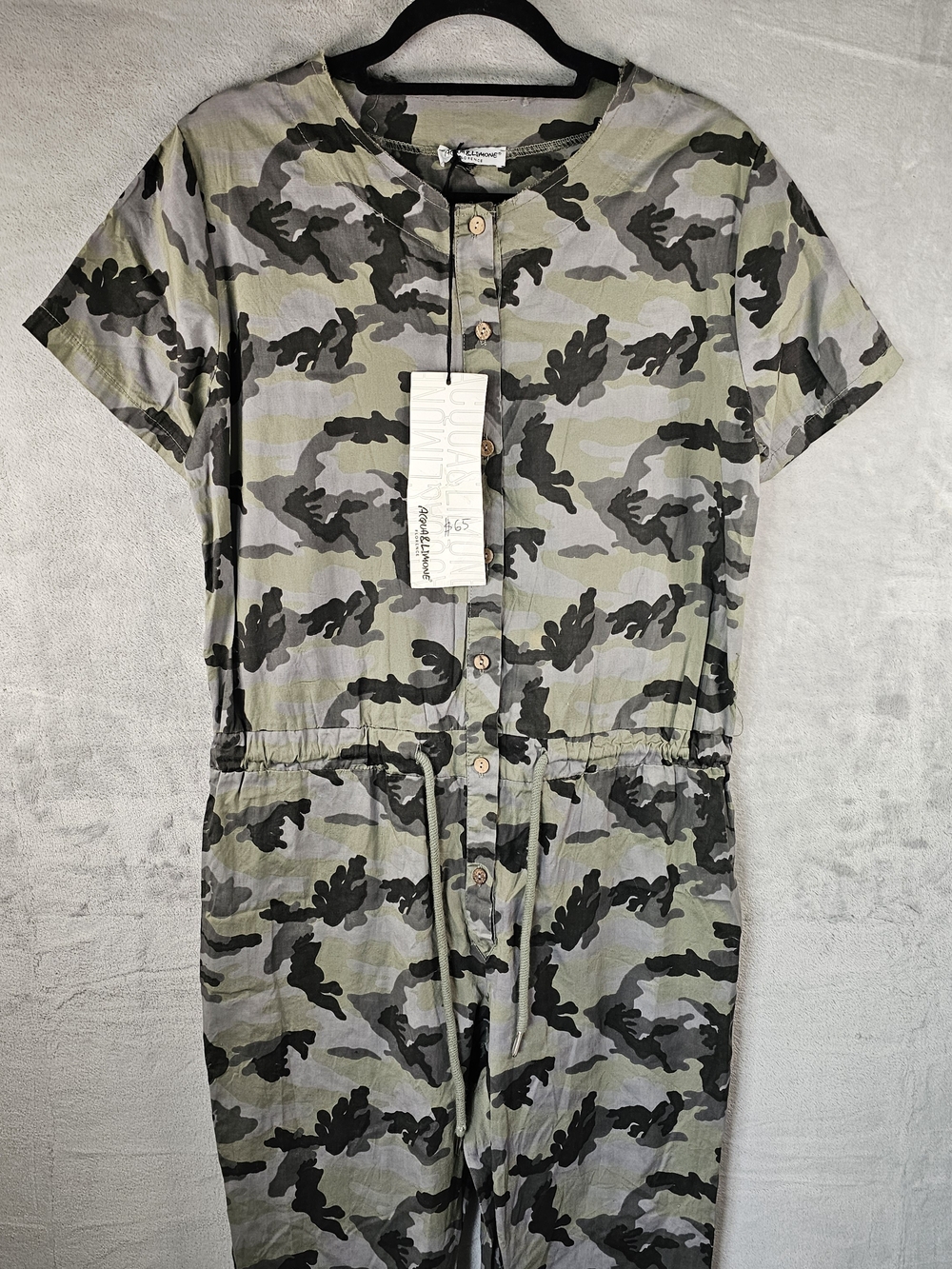 Acqua & Limone Florence Sz. Large Women's Camo Jumpsuit Made in Italy Boutique